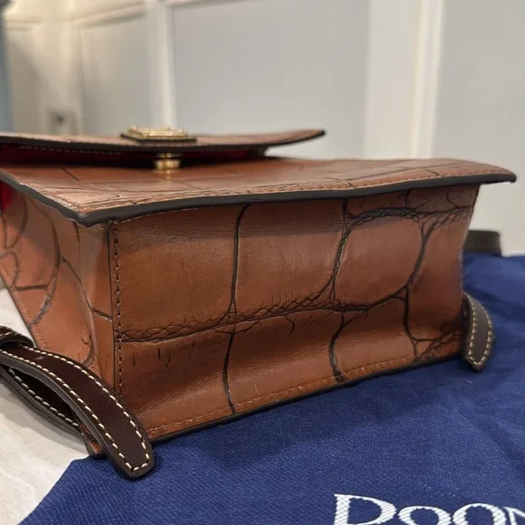 Dooney & Bourke Bag Denison Leather Croco Flap Brown Croc-Embossed Backback - Picture 8 of 17